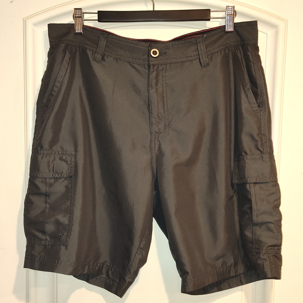 EUC MEN'S BURNSIDE LIGHTWEIGHT GRAY CARGO ATHLERIC / BOARD SHORTS SIZE LARGE